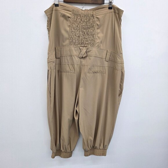 Womens Beige Strapless Button-Front Jumpsuit With Pockets & Elastic Hem Size 2X - Picture 2 of 16